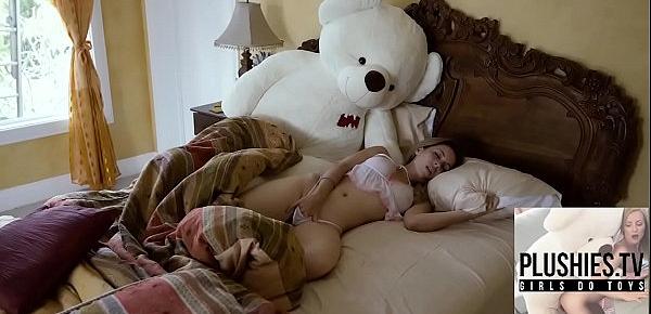  Teen girl Tracy fucked by ritch teddy bear at the  villa in a jungle of Bermuda